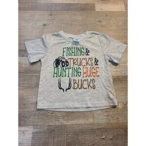 Jasie Blanks boy's fishing& trucks& hunting huge bucks T-shirt size 3T